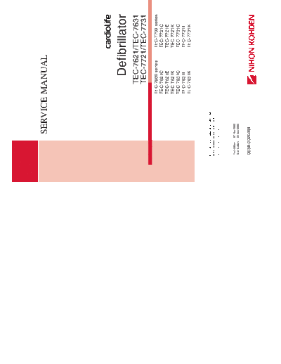 . Various Nihon-Kohden TEC-7621 Defibrillator - Service manual  . Various Defibrillators and AEDs Nihon-Kohden_TEC-7621_Defibrillator_-_Service_manual.pdf