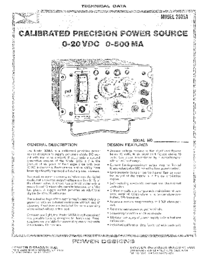 . Various POWER DESIGNS 2005A Technical Data  . Various Power Designs POWER DESIGNS 2005A Technical Data.pdf