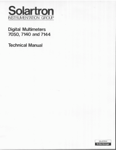 SOLARTRON Solartron Schlumberger 7050 DMM Service Manual Part1  . Rare and Ancient Equipment SOLARTRON Solartron_Schlumberger_7050_DMM_Service_Manual_Part1.pdf
