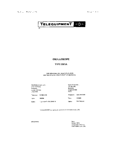 Telequipment Operator Manual-Telequipment D61A Ops Ser  . Rare and Ancient Equipment Telequipment Operator_Manual-Telequipment_D61A_Ops_Ser.pdf
