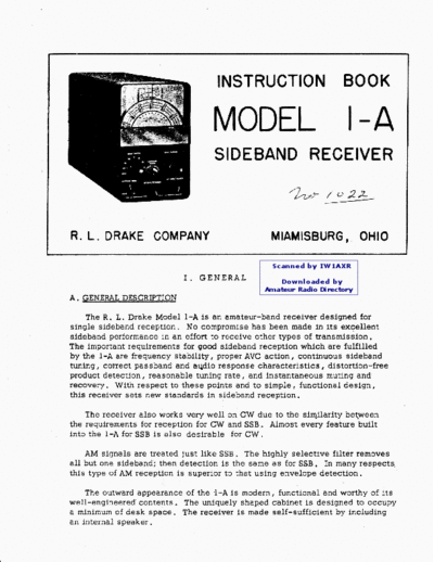 Drake Drake 1A user IW1AXR  . Rare and Ancient Equipment Drake Drake_1A_user_IW1AXR.pdf