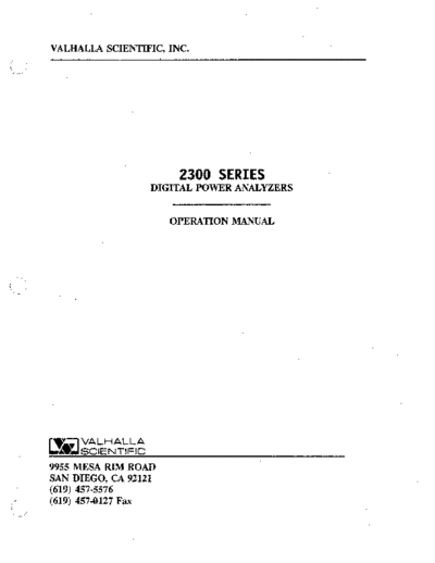 Valhalla VALHALLA 2300 Series Operation  . Rare and Ancient Equipment Valhalla VALHALLA 2300 Series Operation.pdf