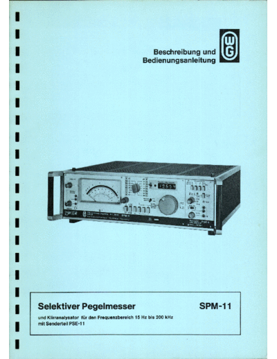 Wandel Golterman SPM-11 Bedienungsanleitung  . Rare and Ancient Equipment Wandel Golterman SPM-11 Bedienungsanleitung.pdf