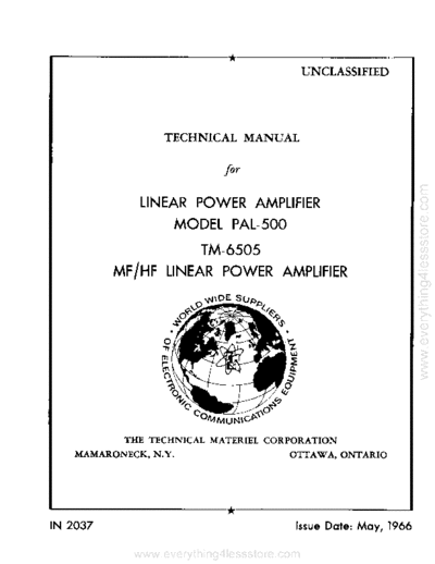 TMC tmc pal-500 linear power amplifier 1966  . Rare and Ancient Equipment TMC tmc_pal-500_linear_power_amplifier_1966.pdf