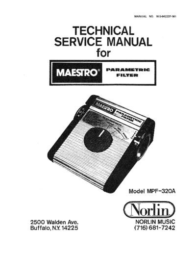 MAESTRO MAESTRO-PARAMETRIC-FILTER SERVICE MANUAL  . Rare and Ancient Equipment MAESTRO MAESTRO-PARAMETRIC-FILTER_SERVICE_MANUAL.pdf