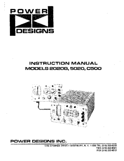 . Various POWER DESIGNS 2020B 252C 5020 252C C500 Instruction  . Various Power Designs POWER DESIGNS 2020B_252C 5020_252C C500 Instruction.pdf