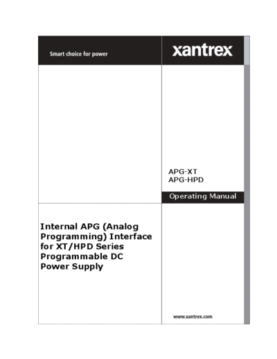 SORENSEN XANTREX LXQ-30-2 XT Series APG User Guide 5A6H-01XN  . Rare and Ancient Equipment SORENSEN XANTREX LXQ-30-2 XT_Series_APG_User_Guide_5A6H-01XN.pdf