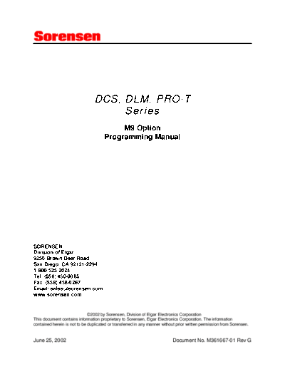 SORENSEN DCS 252C DLM 252C PRO-T Series M9 Option Programming  . Rare and Ancient Equipment SORENSEN SORENSEN DCS_252C DLM_252C PRO-T Series M9 Option Programming.pdf