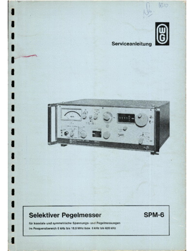 Wandel Golterman SPM-6 Serviceanleitung  . Rare and Ancient Equipment Wandel Golterman SPM-6 Serviceanleitung.pdf