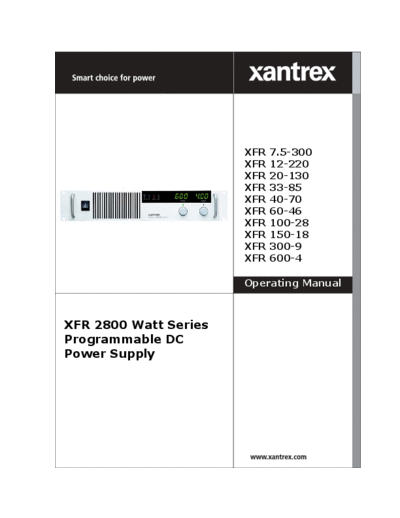 . Rare and Ancient Equipment XANTREX  XFR 2800 Watt Series Operating  . Rare and Ancient Equipment SORENSEN XANTREX  XFR 2800 Watt Series Operating.pdf