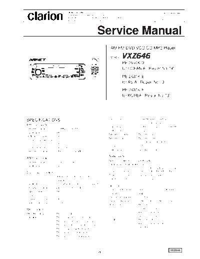 clarion Clarion E6173-00 VXZ646 PE-2630K-A PE-2630K-B PE-2630K-C  clarion VXZ646 Clarion_E6173-00_VXZ646_PE-2630K-A_PE-2630K-B_PE-2630K-C.pdf