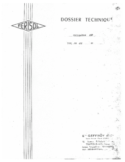 Ferisol Ferisol OS-401 UHF Oscillator (en Francais) WW  . Rare and Ancient Equipment Ferisol Ferisol OS-401 UHF Oscillator (en Francais) WW.pdf