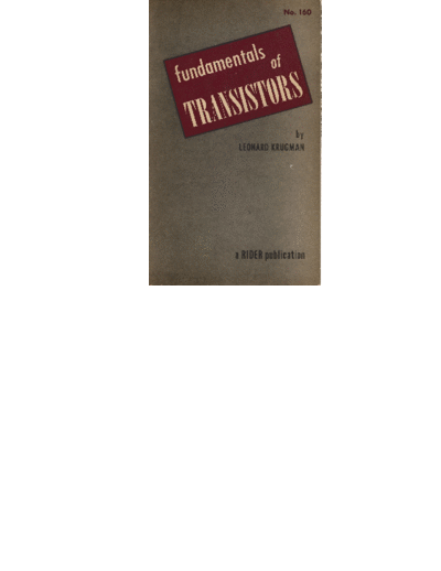 . Various Fundamentals of transistors - Krugman - 1954  . Various Fundamentals of transistors - Krugman - 1954 Fundamentals of transistors - Krugman - 1954.pdf