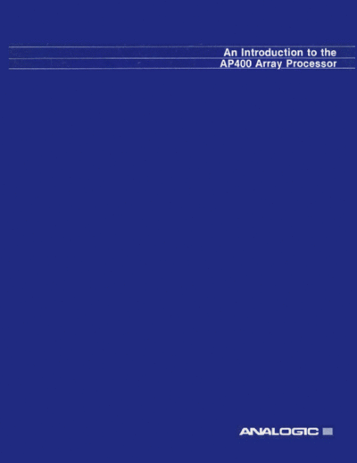 analogic AP400 Introduction Jan80  . Rare and Ancient Equipment analogic AP400_Introduction_Jan80.pdf