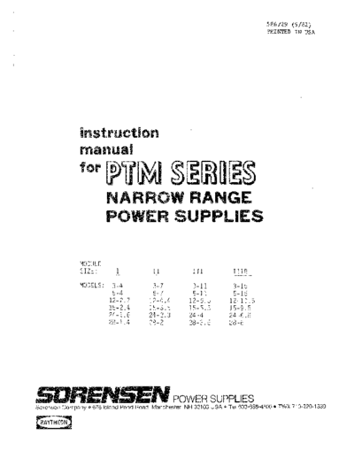 SORENSEN SORENSEN PTM Series Operation  . Rare and Ancient Equipment SORENSEN SORENSEN PTM Series Operation.pdf