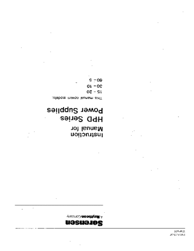 SORENSEN HPD Series Instruction  . Rare and Ancient Equipment SORENSEN SORENSEN HPD Series Instruction.pdf