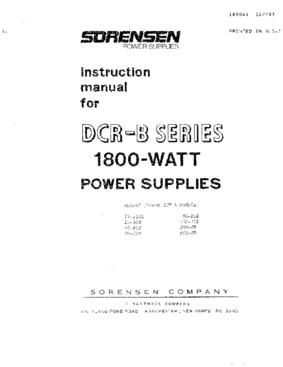 SORENSEN DCR B-SERIES 1800 WATT Inst.  . Rare and Ancient Equipment SORENSEN SORENSEN DCR B-SERIES 1800 WATT Inst..pdf