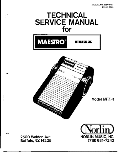MAESTRO MAESTRO-FUZZ SERVICE MANUAL  . Rare and Ancient Equipment MAESTRO MAESTRO-FUZZ_SERVICE_MANUAL.pdf