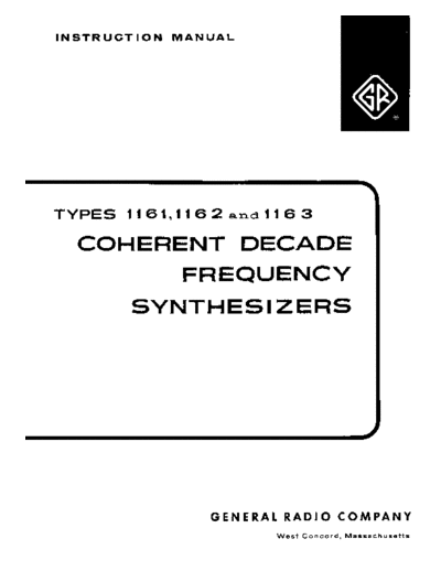 General Radio gr 1161 frequency synthesizer  . Rare and Ancient Equipment General Radio gr_1161_frequency_synthesizer.pdf