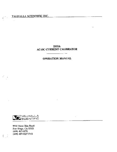 Valhalla VALHALLA 2555A Operation Manual  . Rare and Ancient Equipment Valhalla VALHALLA 2555A Operation Manual.pdf