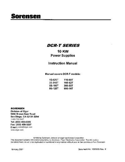 SORENSEN SORENSEN DCR-T 10KW Series Instruction  . Rare and Ancient Equipment SORENSEN SORENSEN DCR-T 10KW Series Instruction.pdf