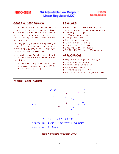 Various L1085D - 3A Adjustable Low Dropout Linear Regulator (LDO)  . Electronic Components Datasheets Various L1085D - 3A Adjustable Low Dropout Linear Regulator (LDO).pdf