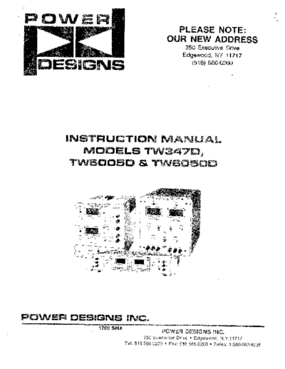 . Various POWER DESIGNS TW347D 252C TW5005D 252C TW6050D Instruction  . Various Power Designs POWER DESIGNS TW347D_252C TW5005D_252C TW6050D Instruction.pdf