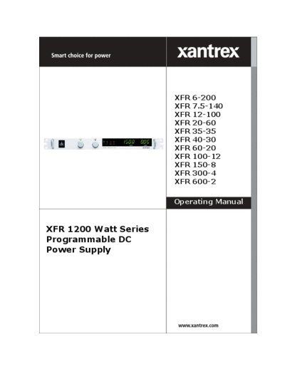 . Rare and Ancient Equipment XANTREX  XFR 1200 Watt Series Operating  . Rare and Ancient Equipment SORENSEN XANTREX  XFR 1200 Watt Series Operating.pdf