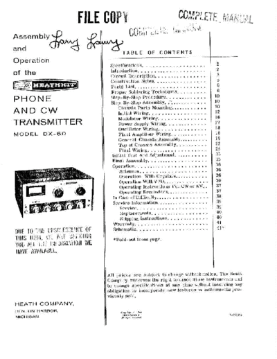 HEATHKIT dx-60 manual  . Rare and Ancient Equipment HEATHKIT dx-60_manual.pdf