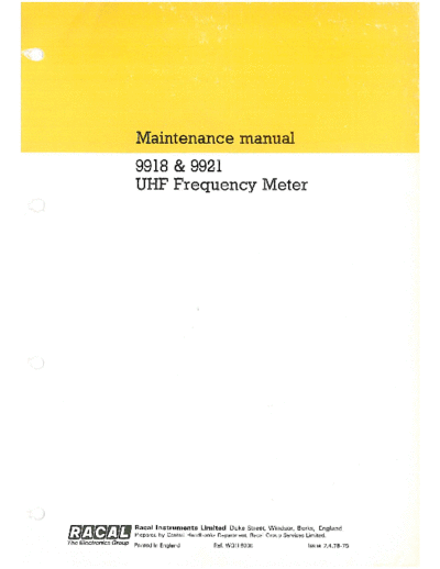 Racal Racal-Dana 9921 9918 Counter Service Manual  . Rare and Ancient Equipment Racal Racal-Dana_9921_9918_Counter_Service_Manual.pdf