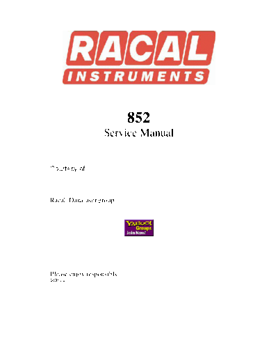 Racal Racal 852 VHF UHF Calibrator Service Manual  . Rare and Ancient Equipment Racal Racal_852_VHF_UHF_Calibrator_Service_Manual.pdf