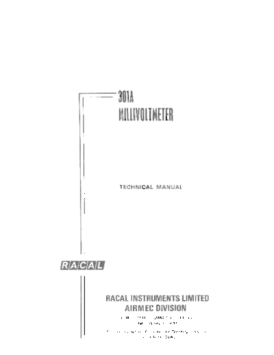 Racal Dana 301A millivoltmeter Service Manual-  Airmec 301A Millivoltmeter Technical Manual 3-1-70-125  . Rare and Ancient Equipment Racal Racal_Dana_301A_millivoltmeter_Service_Manual-Racal_Airmec_301A_Millivoltmeter_Technical_Manual_3-1-70-125.pdf
