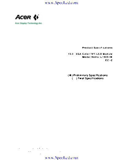. Various Panel ACER L150X1M-1 0 [DS]  . Various LCD Panels Panel_ACER_L150X1M-1_0_[DS].pdf