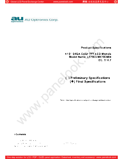 . Various Panel ACER L170E3 EC-7 0 [DS]  . Various LCD Panels Panel_ACER_L170E3_EC-7_0_[DS].pdf