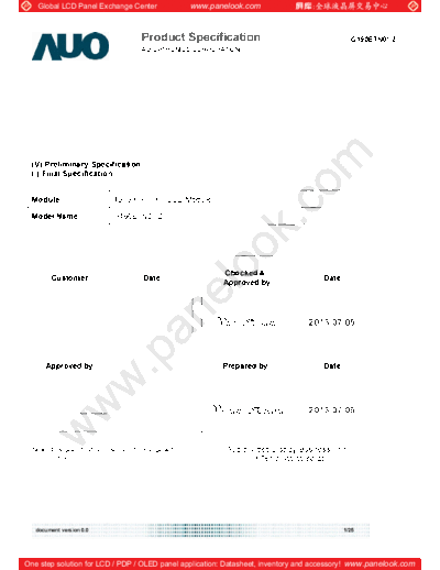 . Various Panel AUO G190ETN01-2 0 [DS]  . Various LCD Panels Panel_AUO_G190ETN01-2_0_[DS].pdf