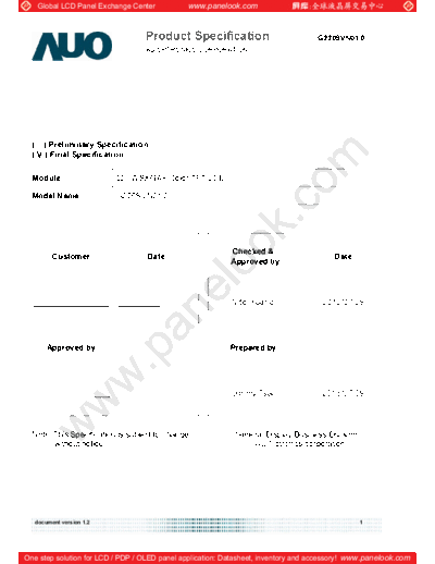 . Various Panel AUO G220SVN01-0 2 [DS]  . Various LCD Panels Panel_AUO_G220SVN01-0_2_[DS].pdf
