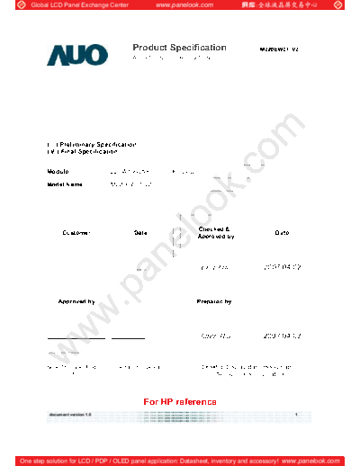 . Various Panel AUO M220EW01 V2 0 [DS]  . Various LCD Panels Panel_AUO_M220EW01_V2_0_[DS].pdf