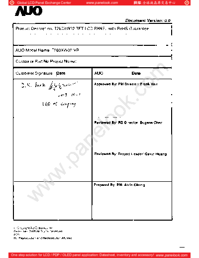 . Various Panel AUO T260XW02 VR 2 [DS]  . Various LCD Panels Panel_AUO_T260XW02_VR_2_[DS].pdf