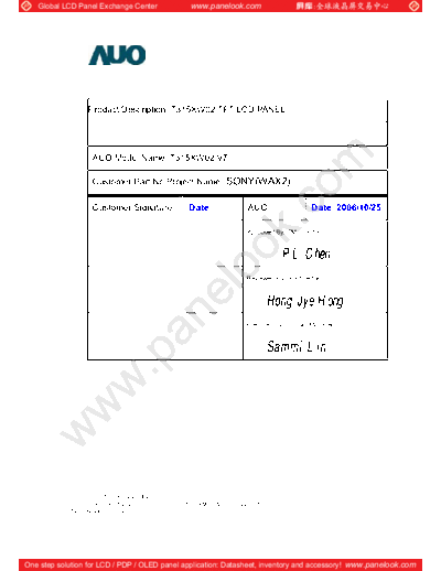. Various Panel AUO T315XW02 V7 0 [DS]  . Various LCD Panels Panel_AUO_T315XW02_V7_0_[DS].pdf