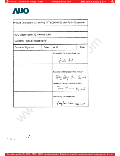 . Various Panel AUO T315XW02 VL 1 [DS]  . Various LCD Panels Panel_AUO_T315XW02_VL_1_[DS].pdf