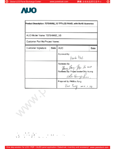 . Various Panel AUO T370HW02 V3 0 [DS]  . Various LCD Panels Panel_AUO_T370HW02_V3_0_[DS].pdf