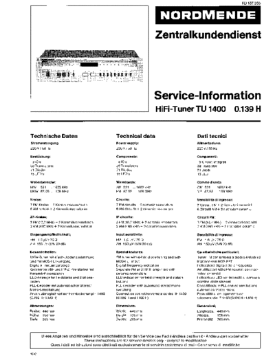 Nordmende hifi-tuner tu 1400 0.139 sm  Nordmende Audio HIFI-TUNER TU 1400 0.139 nordmende_hifi-tuner_tu_1400_0.139_sm.pdf