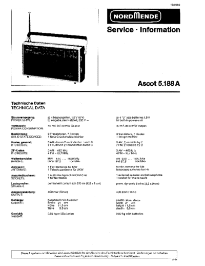 Nordmende hfe nordmende ascot 5-188a service info en de  Nordmende Audio Ascot 5.188A hfe_nordmende_ascot_5-188a_service_info_en_de.pdf