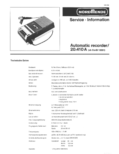 Nordmende hfe   automatic recorder 20-410a service info de  Nordmende Audio Automatic Recorder hfe_nordmende_automatic_recorder_20-410a_service_info_de.pdf