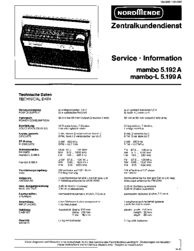 Nordmende nordmende mambo 5.192a mambo-l 5.199a sm  Nordmende Audio Mambo 5.192A nordmende_mambo_5.192a_mambo-l_5.199a_sm.pdf