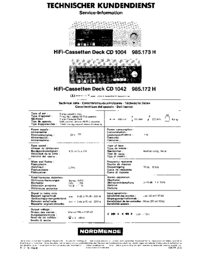 Nordmende hifi-cassetten deck 1004 cd 1042 sm  Nordmende Audio CD 1042 nordmende_hifi-cassetten_deck_1004_cd_1042_sm.pdf