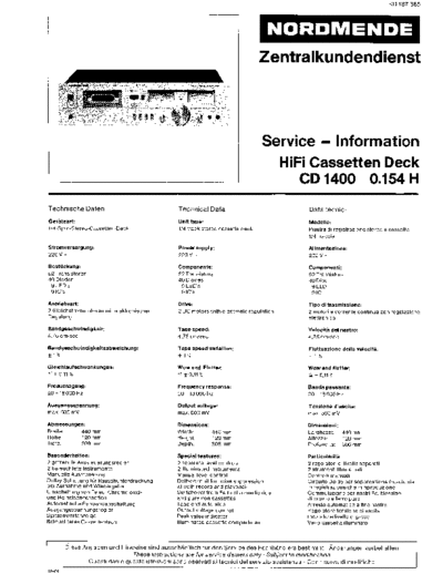 Nordmende hifi cassetten deck cd 1400 0.154h sm  Nordmende Audio CD 1400 0.154H nordmende_hifi_cassetten_deck_cd_1400_0.154h_sm.pdf