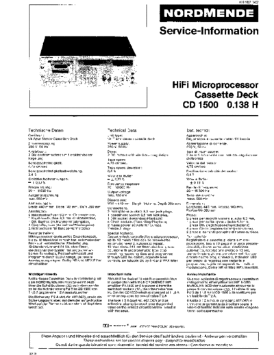Nordmende nordmende hifi microprocessor cassette deck cd 1500 sm  Nordmende Audio CD 1500 nordmende_hifi_microprocessor_cassette_deck_cd_1500_sm.pdf