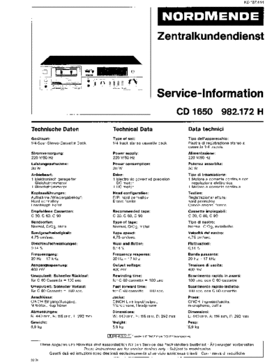 Nordmende cd 1650 982.172h sm  Nordmende Audio CD 1650 982.172H nordmende_cd_1650_982.172h_sm.pdf