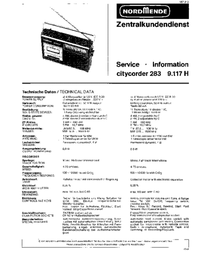 Nordmende nordmende citycorder 283 9.117h sm  Nordmende Audio CITYCORDER 283 9.117H nordmende_citycorder_283_9.117h_sm.pdf